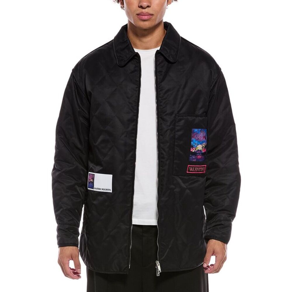 Valentino Mens  Trapuntati Vaporwave Patch Jacket, Black
